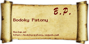 Bodoky Patony névjegykártya
